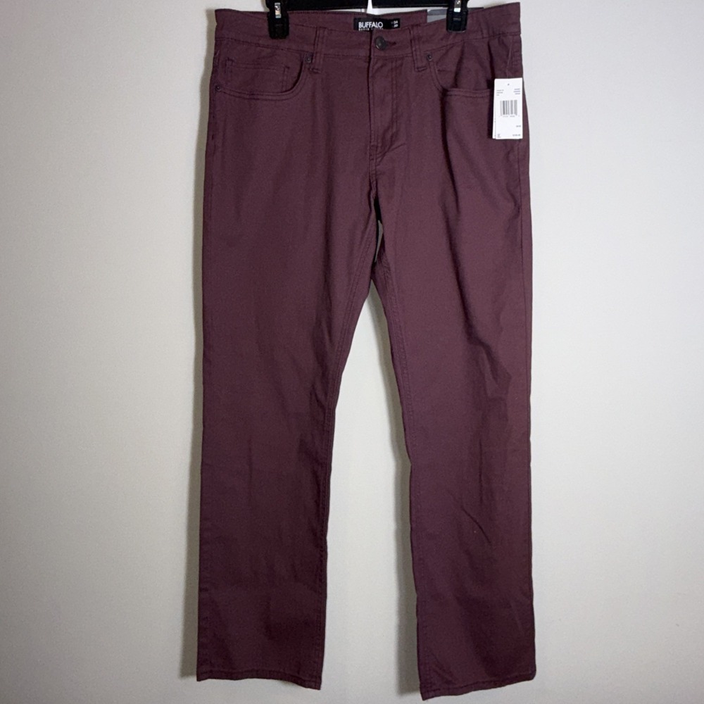 Buffalo David Bitton‎ Mens Six Straight Leg Pants Burgundy Maroon 34x30 NEW